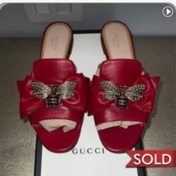 Gucci Shoes - Nappa Queen Margaret Flat side Sandals
